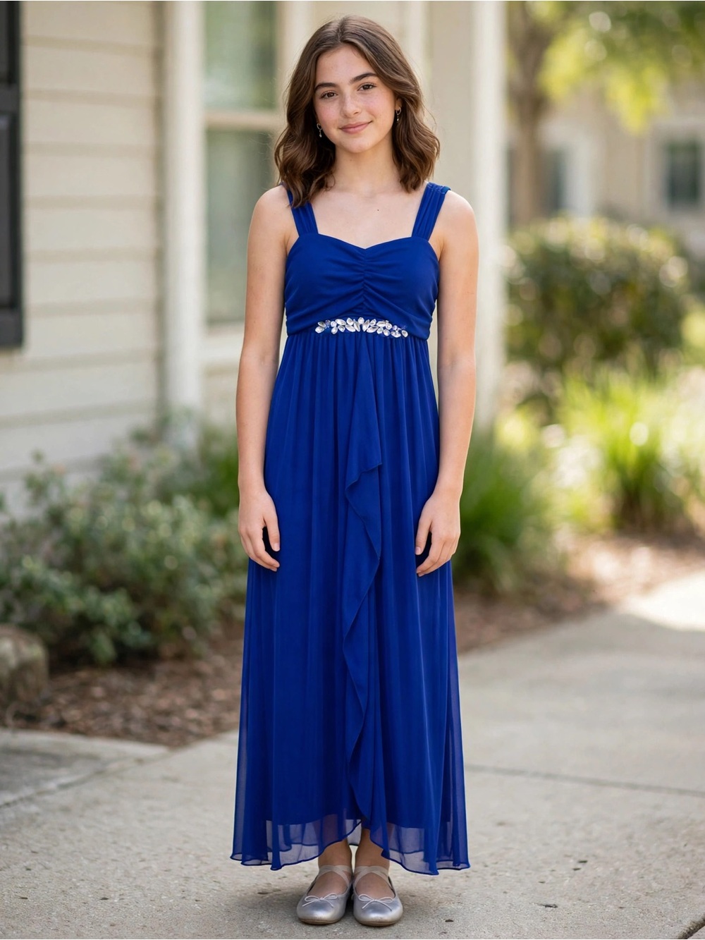 Amy's Closet Cobalt Blue Ruched Bodice Dress Girl Size 16